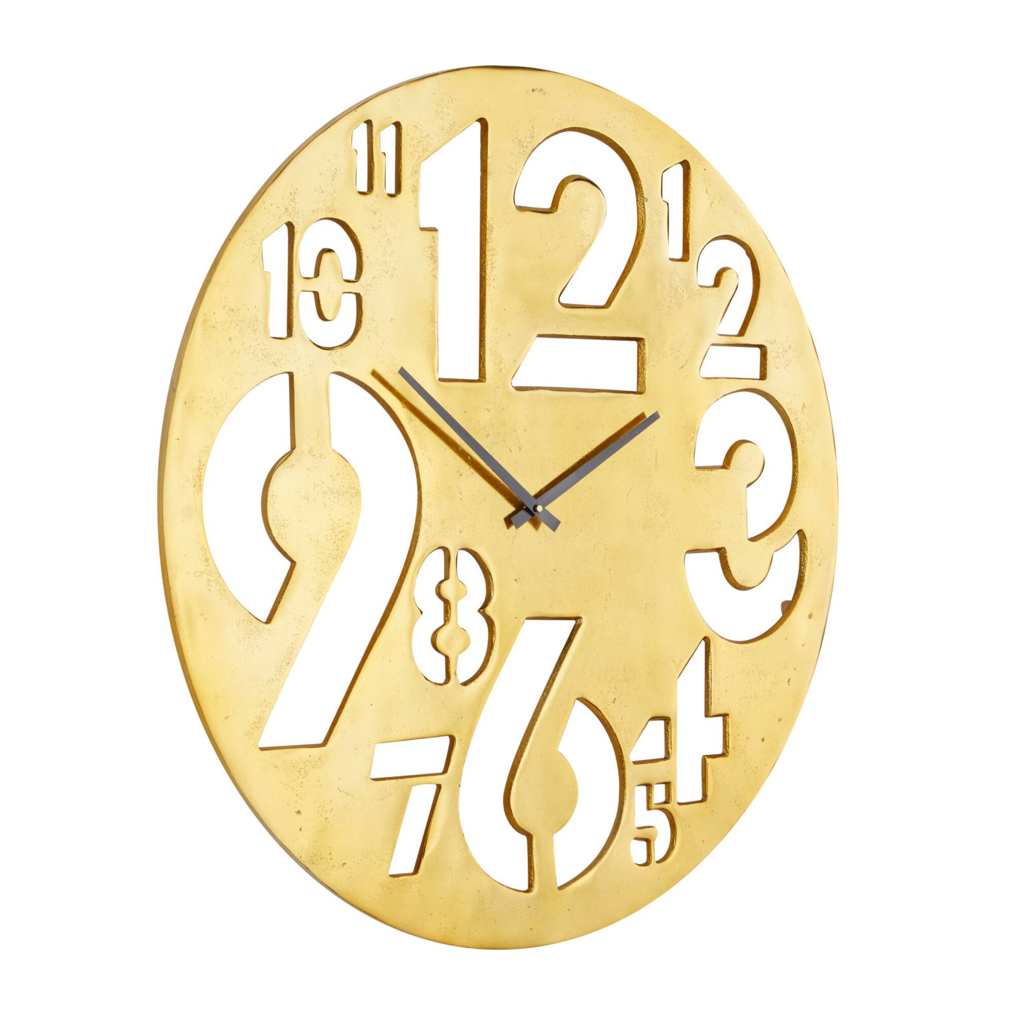 Gold Aluminum Contemporary Wall Clock, 24" x 24" x 2"